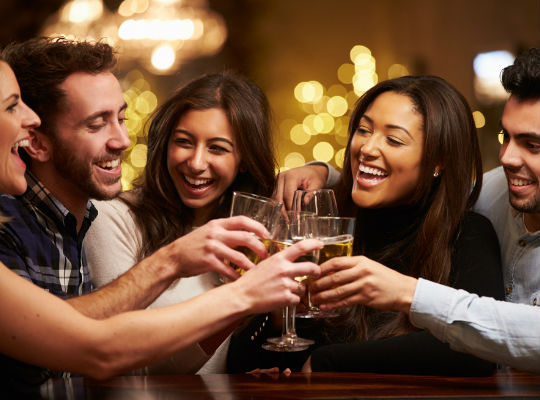 a group of friends enjoying drinks