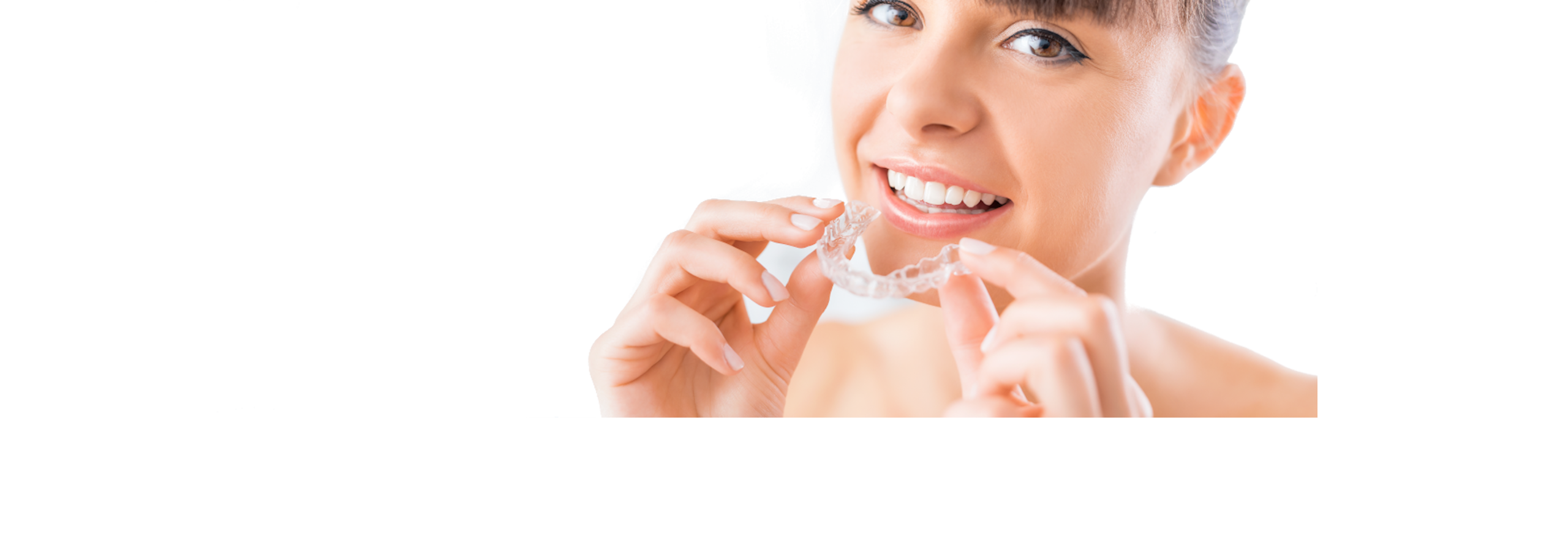 Woman putting on Invisalign clear braces