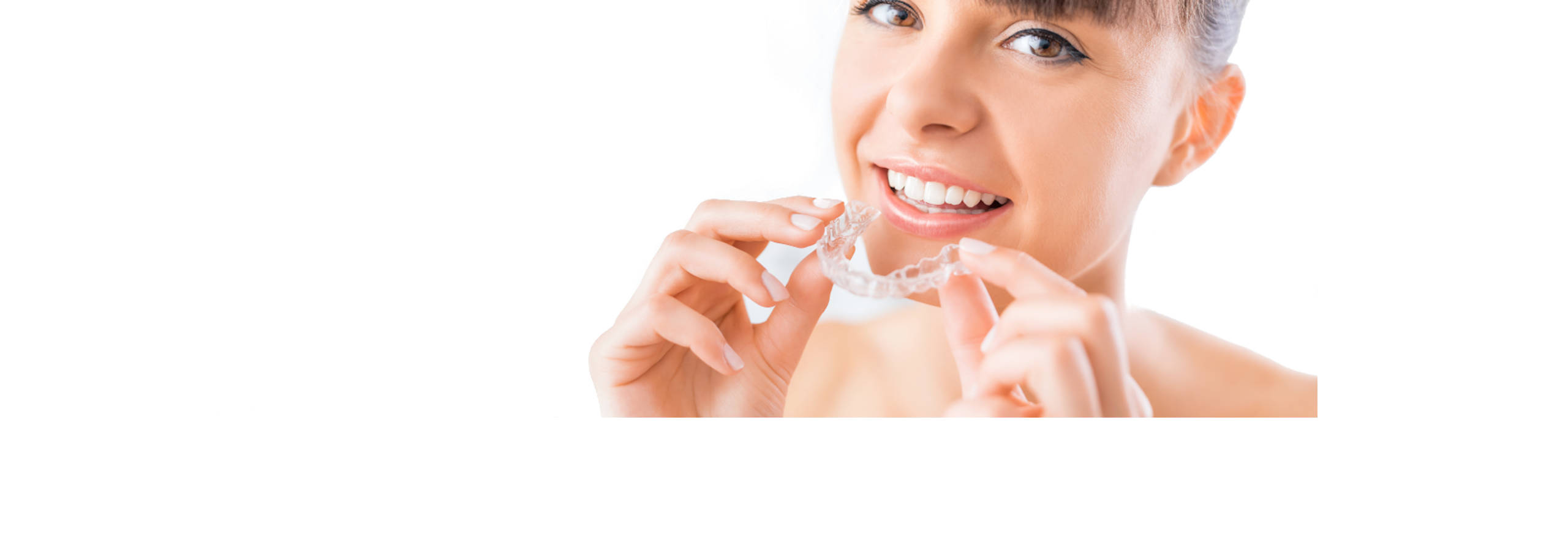 Woman putting on Invisalign clear braces