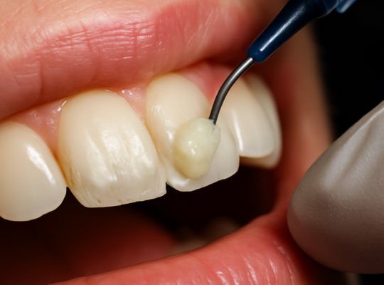 Composite bonding procedure close-up