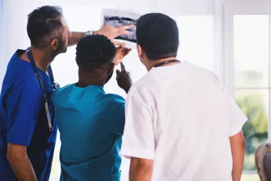 Dentists discussing an x-ray